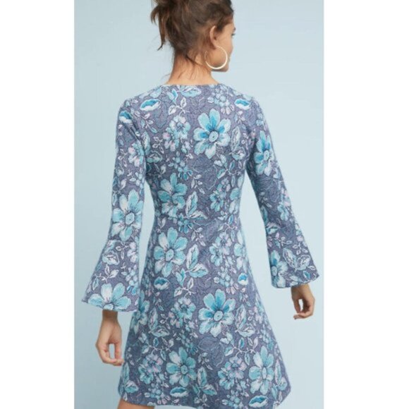 Anthropologie Maeve Blue Gray Florence Swing Dress Size Small - Picture 12 of 12